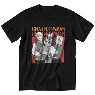 เสื้อคู่รัก เสื้อยืดแขนสั้น ผ้าฝ้าย พิมพ์ลายกราฟฟิคการ์ตูนอนิเมะ Kawaii Chainsaw Man Aki Hayakawa Denji  สําหรับผู้_26