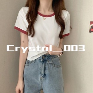 Crystal SS23 ยอดนิยมที่สุด แฟชั่นสบายๆ สื้อยืด ผ้าคอตตอน comfy cotton ลายเกาหลี สุดคิ้วท์ PFWYP-6762#