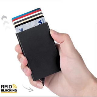 Rfid Smart Wallet กระเป๋าใส่บัตร โลหะ บาง บาง บาง กระเป๋าสตางค์ผู้ชาย ผู้หญิง ป๊อปอัพ กระเป๋าสตางค์มินิมอล กระเป๋าสตางค์ใบเล็ก สีดํา กระเป๋าสตางค์ ช่องใส่บัตร สําหรับผู้ชาย