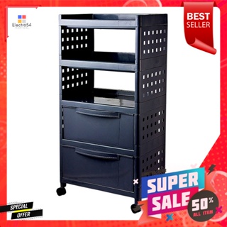 ชั้นพลาสติกอเนกประสงค์คละสี3Tiers 32ลิ้นชักชั้น มีล้อรุ่น1072 คละสี3Tiers Shelf Storagewith2Drawers