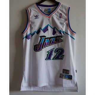 ขายดี เสื้อกีฬาบาสเก็ตบอล ปักลาย NBA Utah Jazz # 12 John Stockton สีขาว OGgkil91HPgglj01