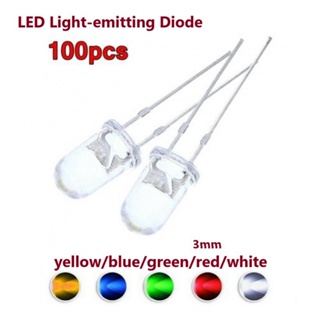 100 super bright LED 3mm red/blue/green/white/yellow transparent bulbs