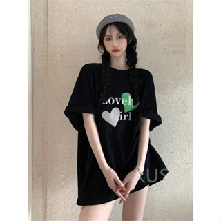 KUSH Lovely Girlเสื้อยืดคอกลมแขนสั้นสไตล์เรโทรสตรีทยอดนิยมพิมพ์ลายผู้หญิงคอตตอน 100% TD03