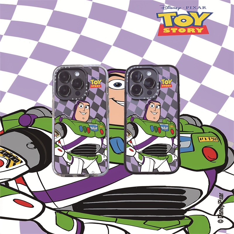 Casetify X DISNEY TOY STORY Buzz Lightyear เคสอะคริลิค TPU ใส ขอบขาวดํา โลโก้แกะสลัก สําหรับ Apple I