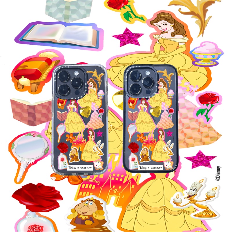 Casetify X Disney เคสโทรศัพท์มือถืออะคริลิค TPU ใส แบบแข็ง ลายเจ้าหญิง BELLE พร้อมกล่อง สําหรับ Appl