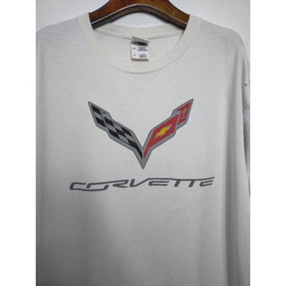 เสื้อยืด มือสอง ผ้าขาว งานรถ Corvette อก 46 ยาว 27