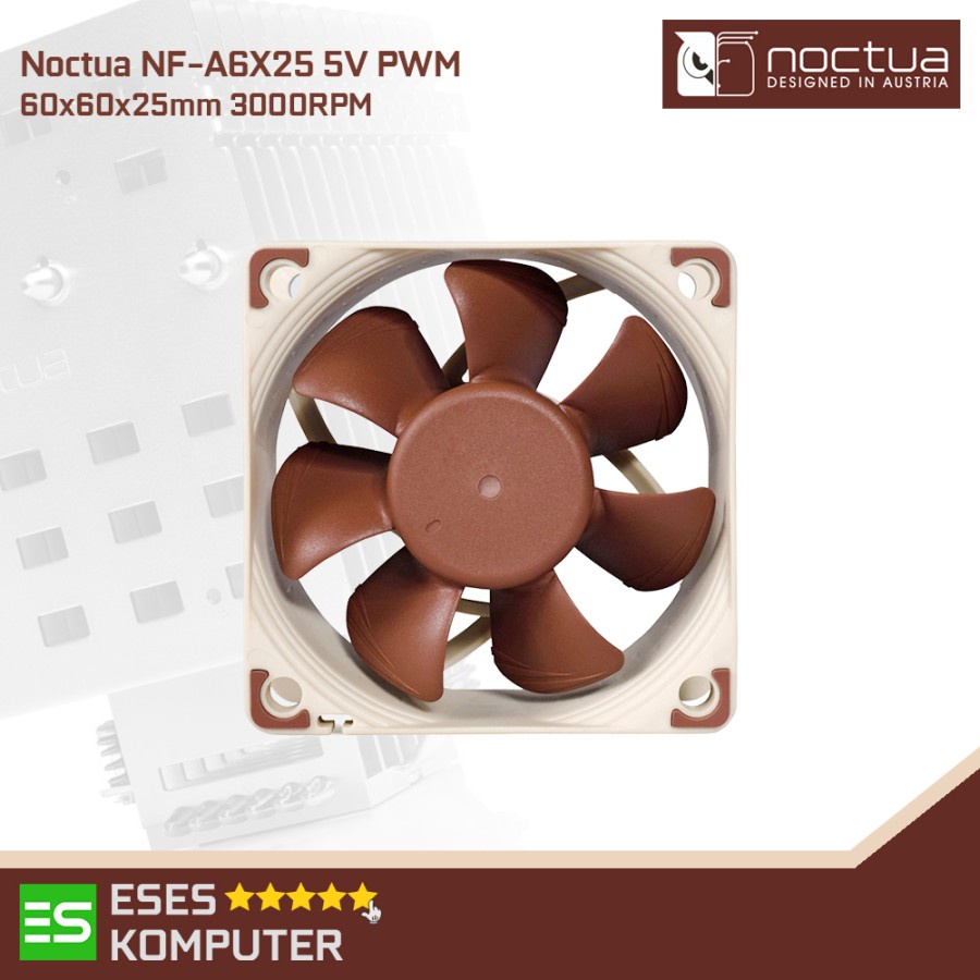 พัดลม Noctua NF-A6X25 PWM พัดลมพรีเมี่ยม | 6ซม. 60มม | 3000RPM - 5V PWM