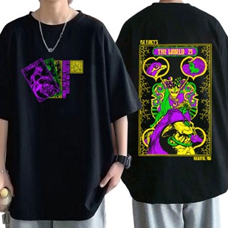 T-Shirt【พร้อมส่ง】เสื้อยืดลําลอง แขนสั้น พิมพ์ลายกราฟฟิคอนิเมะ Jojo Bizarre Adventure The World Manga แฟชั่นสไตล์ญี่ปุ่น