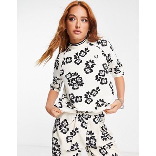 Fred Perry Floral Print T-Shirt in White