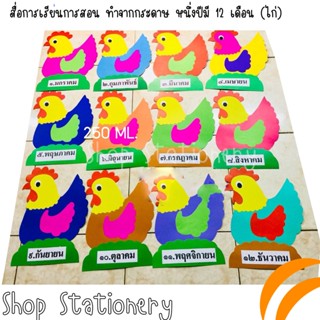 สื่อการเรียนการสอน ทำจากกระดาษ หนึ่งปีมี 12 เดือน (ไก่) 1 ชุด  มีจำนวน  12  แผ่น