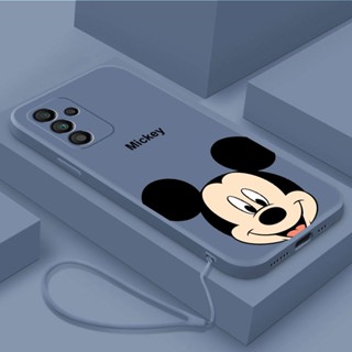 [ฟรีสายคล้อง] เคสโทรศัพท์มือถือ ยางซิลิโคน กันกระแทก ลายมิกกี้เมาส์ สีพื้น สําหรับ Samsung Galaxy A14 5G SM-A146B SM-A146P A34 A54 5G 2023