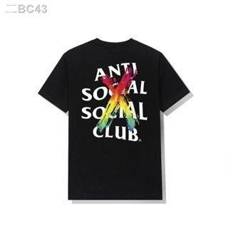 ▫۩✒Anti Social Social Club Cancelled Rainbow Black Teeเสื้อยืดแขนสั้น