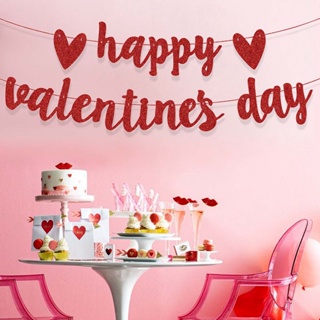 ธงแบนเนอร์ Happy Valentines Day สีแดง สีชมพู สําหรับตกแต่งงานแต่งงาน ปาร์ตี้วาเลนไทน์