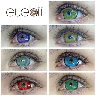 Cod พร้อมส่ง คอนแทคเลนส์คอสเพลย์ บิ๊กอาย แบบนิ่ม สีฟ้า สีแดง สําหรับแต่งหน้า 2 ชิ้น【w/Freebies】 1 คู่