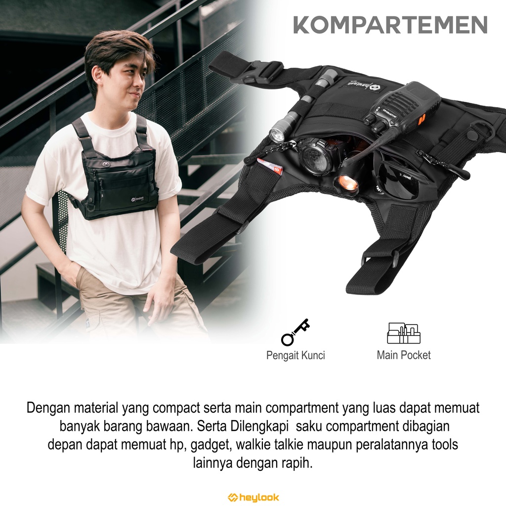 Heylook Official - กระเป๋าคาดหน้าอก Venom 2.0 กระเป๋าคาดหน้าอก Tactical Rig Bag Outdoor Waterproof