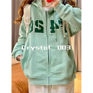 Crystal SS23 เสื้อกันหนาว เสื้อแขนยาว เสื้อฮู้ด สินค้ามาใหม่ เกาหลี ใส่สบายๆ ทรงหลวม สไตล์สปอร์ต JL1