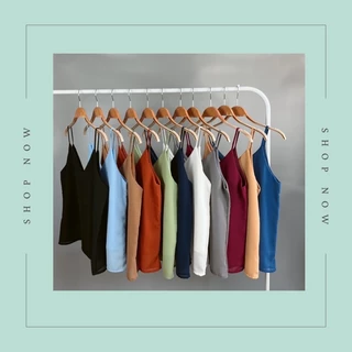 สายเดี่ยว คอวี ชีฟองเนื้อทราย สีพื้น ♥️ (รอบอก 32-38 นิ้ว) มีไซส์ใหญ่พิเศษทักแชท