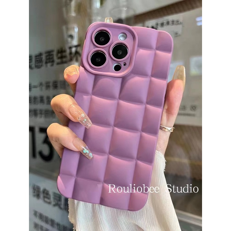 เคสโทรศัพท์มือถือ ซิลิโคนนิ่ม ผิวด้าน กันกระแทก ลายลูกบาศก์ 3D สําหรับ iPhone 6 6S 7 8 Plus 11 X XS Max XR