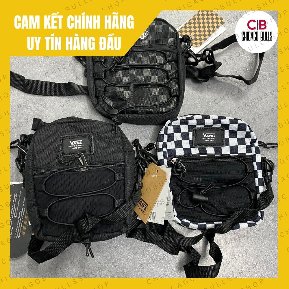 (ของแท้ - Chicago Bulls) Vans Basic Crossbody Bag - 3 Models Black - White/Black Checkered - Restock