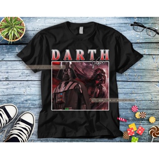 เสื้อยืดสีดำอินเทรนด์เสื้อยืดคอกลม พิมพ์ลายโปสเตอร์ Star Wars Darth Vader สําหรับผู้ชายS-4XL_05