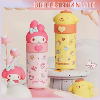 350Ml Sanrio ขวดน้ำการ์ตูน Kawaii Cinnamoroll Kuromi My Melody แบบพกพาขวดน้ำกันลื่นอะนิเมะฝาปิดถ้วยของขวัญเด็ก Bri