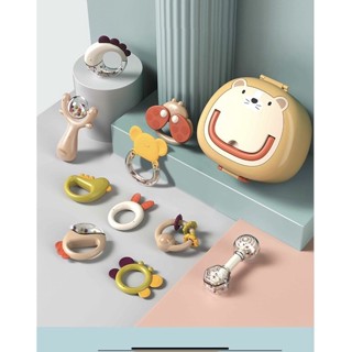 Childrens Ring Set กล่องพี่หมี ของเล่นเด็กอ่อน ยางกัด เขย่ามือ (High end ทนความร้อน)