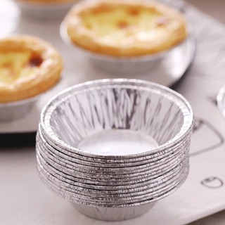 【AG】50Pcs Disposable Egg Tart Mold Fadeless Tin Foil Grease-proof Muffin Cake Mold Kitchen