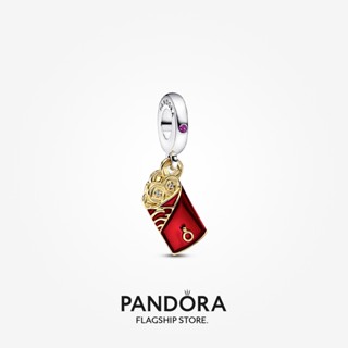 Pandora charm ซองจดหมาย ทูโทน สีแดง สําหรับผู้หญิง ของขวัญวันหยุด p804