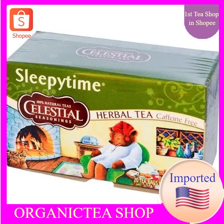 Celestial Seasonings, Herbal Tea, Sleepytime, Caffeine Free, 20 Tea Bags, นอนหลับ ชาสมุนไพร