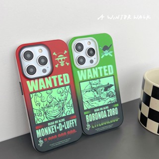 เคสโทรศัพท์มือถือ กันกระแทก ลายการ์ตูนอนิเมะ Onepiece Luffy Zoro Wanted แฟชั่น สําหรับ IPhone 11 12 13 14 Pro Max 14 Pro Max