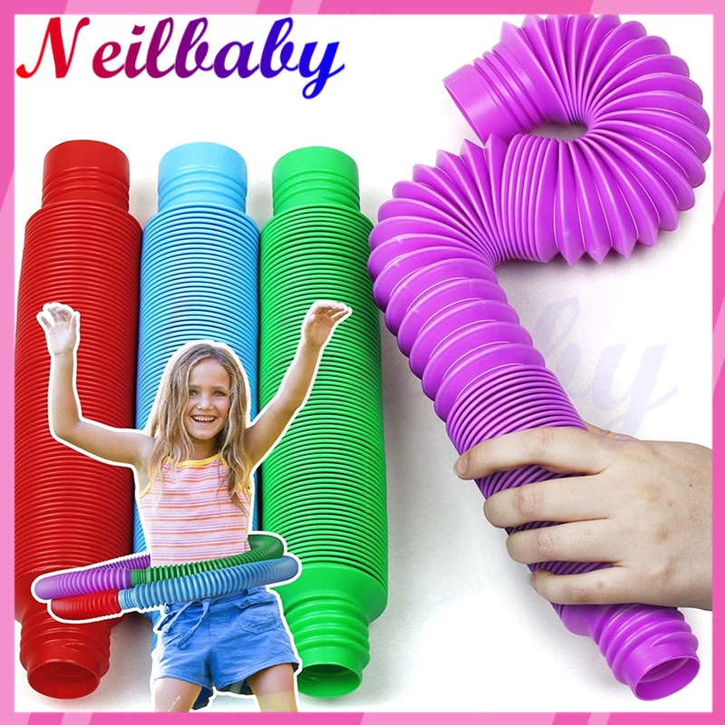 ท่อแบบยืดหยุ่น Pop Tube ของเล่นคลายความเครียด สําหรับเด็ก ของเล่นฟิดเจ็ต ท่อยืดสไลด์ได้ ขนาด 29 มม ข