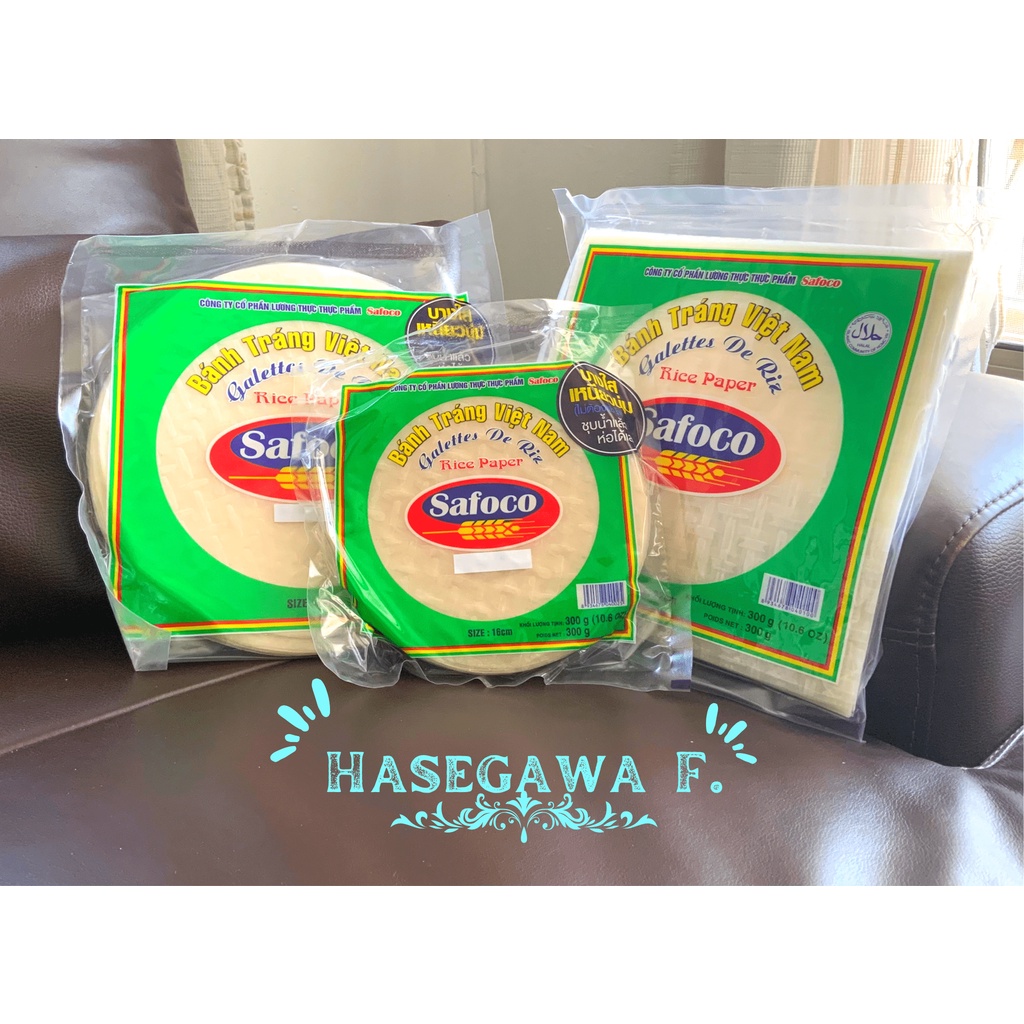 Safoco แผ่นแป้งสลัดโรลเวียดนาม แหนมเนือง เปาะเปี๊ยะญวน แผ่นกลมและแผ่นเหลี่ยม ตราซาโฟโค่ ขนาด 300 g | รหัสสินค้า : SF300