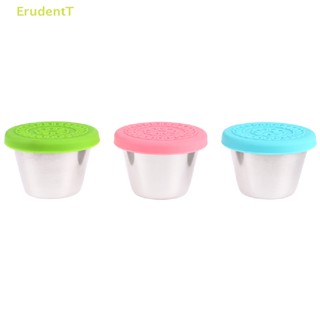 [ErudentT] ถ้วยสเตนเลส พร้อมฝาปิด ใช้ซ้ําได้ สําหรับใส่เครื่องปรุง ซอส