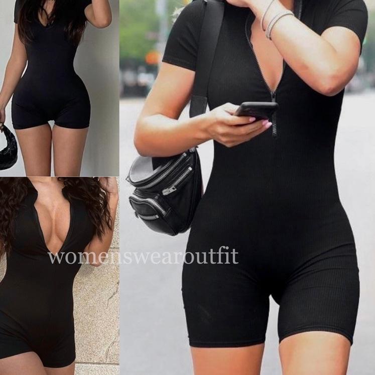 Big Ii7I2 [ใหม่!!] TREND y2k Romper Zip Up Playsuit จั๊มสูทเข้ารูปแบบสั้น