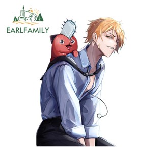 Earlfamily สติกเกอร์ กันน้ํา ลายการ์ตูนอนิเมะ Chainsawman 13 ซม. x 9.1 ซม. สําหรับติดตกแต่งประตูรถยนต์ ตู้เย็น รถจักรยานยนต์