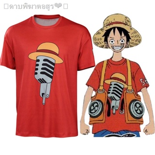 ❐เสื้อยืดแขนสั้น พิมพ์ลายภาพยนตร์ One Piece Luffy 3 มิติ สีแดง 2022