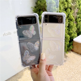 เคสโทรศัพท์มือถือ อีพ็อกซี่ กันกระแทก ลายผีเสื้อ 3D แฟชั่น สําหรับ Samsung Galaxy Z Flip 4 Z Flip 3 5G Z Flip 4 Zflip3 Z Flip4 Z Flip 3