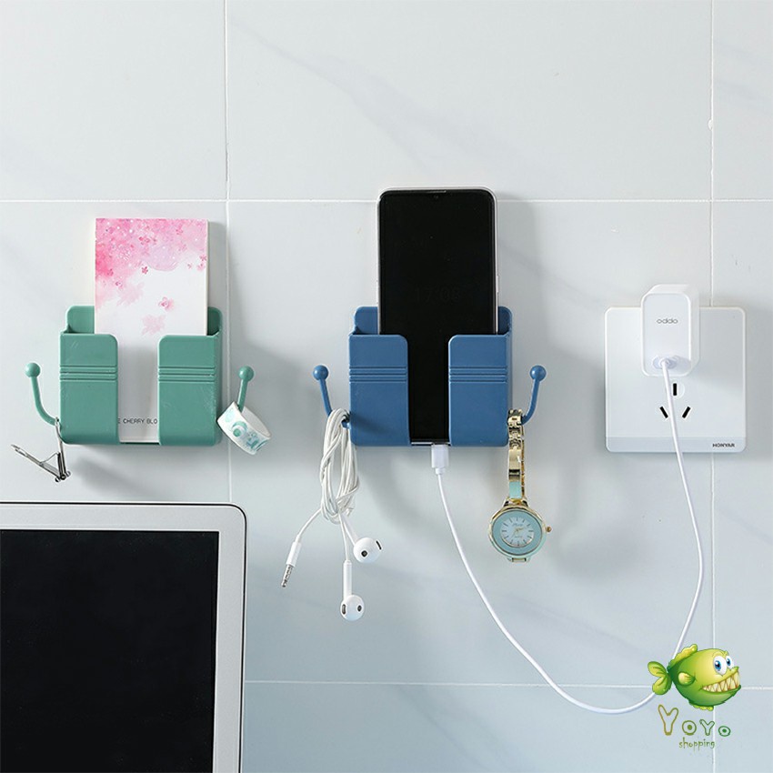YOYO ที่ใส่รีโมท  แบบมีแขน แขวนสายไฟ  กล่องใส่ของเอนกประสงค์ ติดผนัง  Bracket