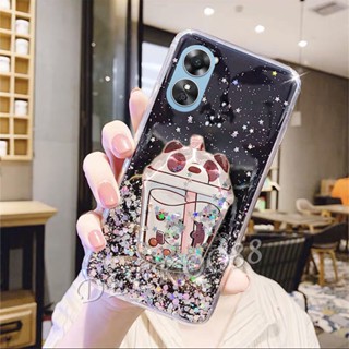 เคสโทรศัพท์มือถือ ลายการ์ตูนหมีชานมน่ารัก พร้อมขาตั้ง สําหรับ OPPO A78 5G 2023