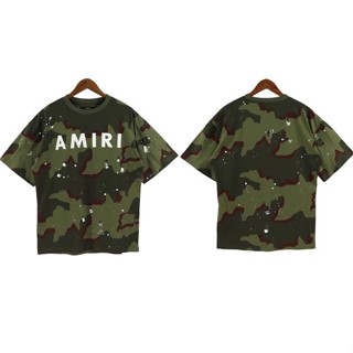 Amiri เสื้อยืดคอกลม แขนสั้น ลายพราง ทรงหลวม สไตล์ฮิปฮอป เหมาะกับฤดูใบไม้ผลิ และฤดูร้อน สําหรับผู้ชาย และผู้หญิง 2023