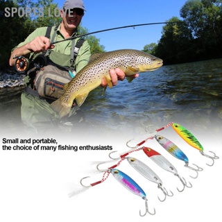 Sports Love 5Pcs 20g เหยื่อตกปลาเหยื่อโลหะประดิษฐ์ 3D Eyes Lure with Feather Hooks Fishing Tackles สำหรับ Freshwater Bass