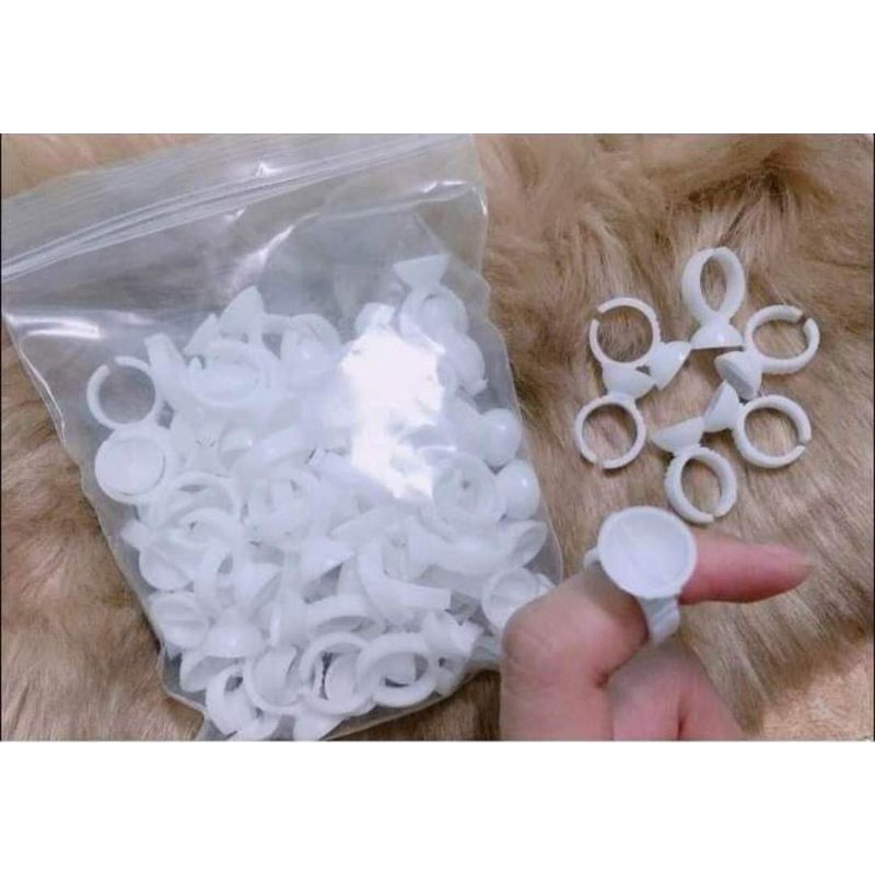 แหวนใส่กาวต่อขนตา แพ็ค 50/100 อัน แหวนหลุม อุปกรณ์ต่อขนตา