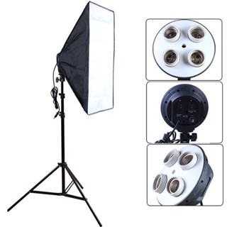 ไฟสตูดิโอ พร้อมขั้วไฟ4ขั้ว Softbox 50x70cmและขาตั้งไฟ2เมตร(1ชุด)