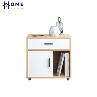 HomeHero ตู้ข้างเตียง ลิ้นชัก 1ประตู ซ้าย/ขวา ลิ้นชักเก็บของ ตู้ลิ้นชัก MDF Side Table with Drawer