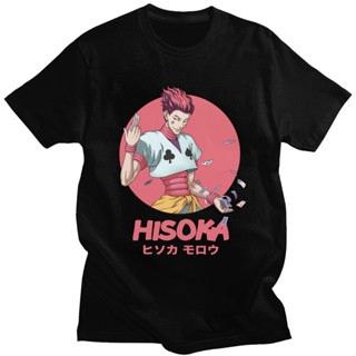 Manga HxH Hisoka Morow T Shirt Men Pure Cotton Urban T-shirt O-neck Short Sleeved Japan Anime Hunter x Hunter Tee F_02