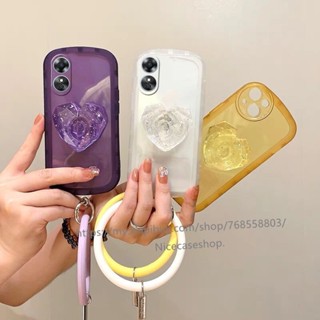 พร้อมส่ง ใหม่ เคสป้องกันโทรศัพท์มือถือใส แบบนิ่ม ลายหัวใจ มีสายคล้อง สําหรับ OPPO A58 A58 A78 4G 2023