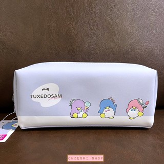 กระเป๋า Tuxedo Sam Three Brothers Pen Case สีม่วง แบบยาว ใส่เครื่องเขียนได้ ตรงลายที่เป็นโบว์เป็นแบบปัก