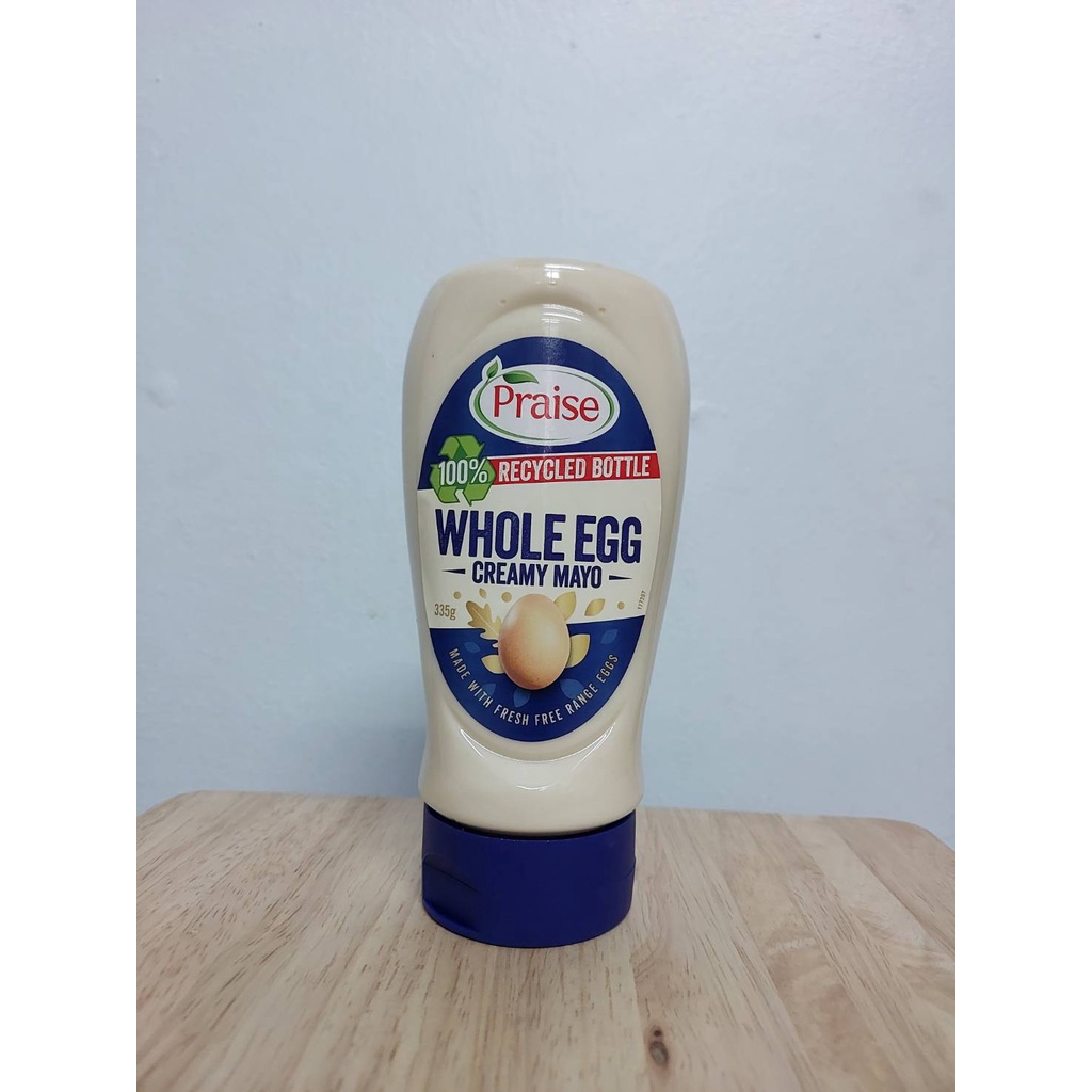 Praise Whole Egg Creamy MAYO 335g. โฮลเอ้กครีมมี่มายองเนส  ไม่ผสมสารแต่งกลิ่น แต่งสี และวัตถุกันเสีย