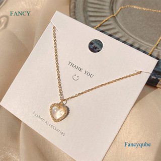 Fancy สร้อยคอโซ่ จี้โอปอล รูปหัวใจ สีทอง แวววาว เครื่องประดับ สําหรับผู้หญิง ของขวัญแต่งงาน