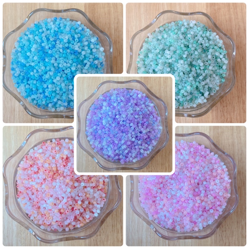 ลูกปัดเม็ดทรายโทนคละสี F006 ลูกปัดงานdiy
